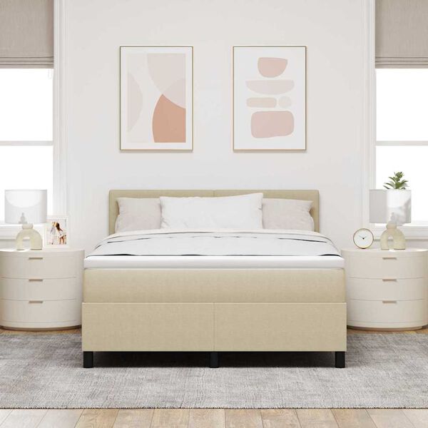 vidaXL Letto a molle con testiera Grigio chiaro e bianco 140 x 200 cm