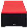 vidaXL Lettino Prendisole con Cuscino e Tavolino in Polyrattan Rosso