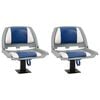 vidaXL Set Sedile per Barca Pieghevole 4 pz Blu e Bianco 48x51x41 cm