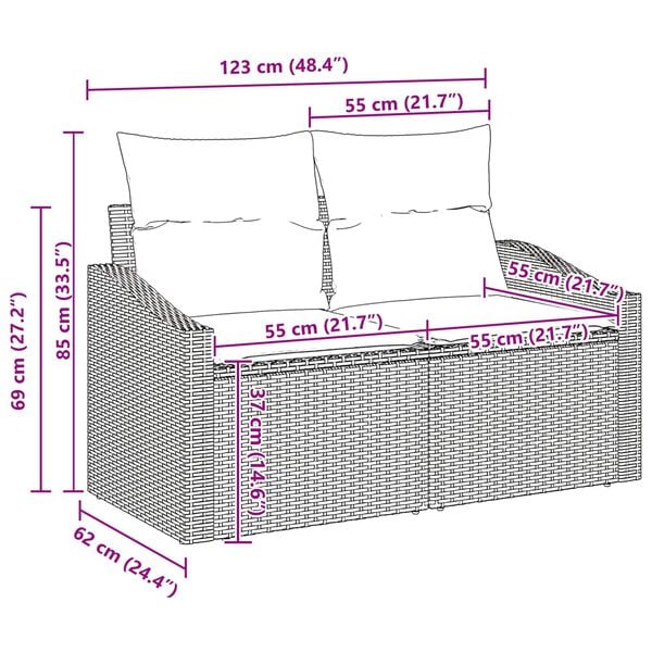 vidaXL Set Divano da Giardino Beige e Crema polyrattan