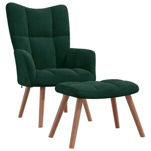 vidaXL Poltrona Relax con Poggiapiedi Verde Scuro in Velluto