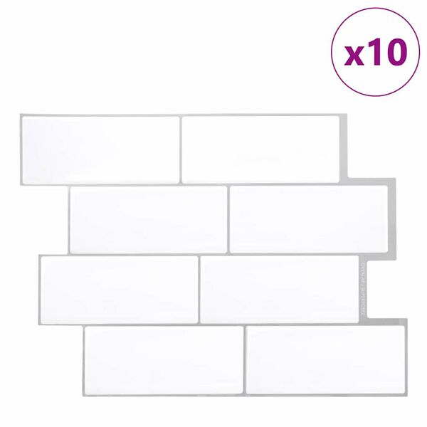 vidaXL Adesivi Decorativi 10 pcs Bianco e Grigio 29,4 x 21,4 x 0,8 cm