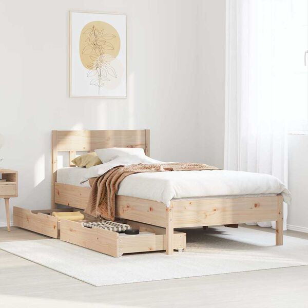 vidaXL Letto senza Materasso 75x190 cm in Legno Massello Pino