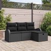 vidaXL Set Divano da Giardino con cuscino 4 pcs Nero polyrattan