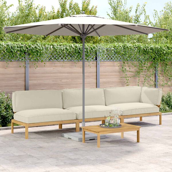 vidaXL Set di divani con cuscino 4 pcs Crema Legno di Acacia Massello