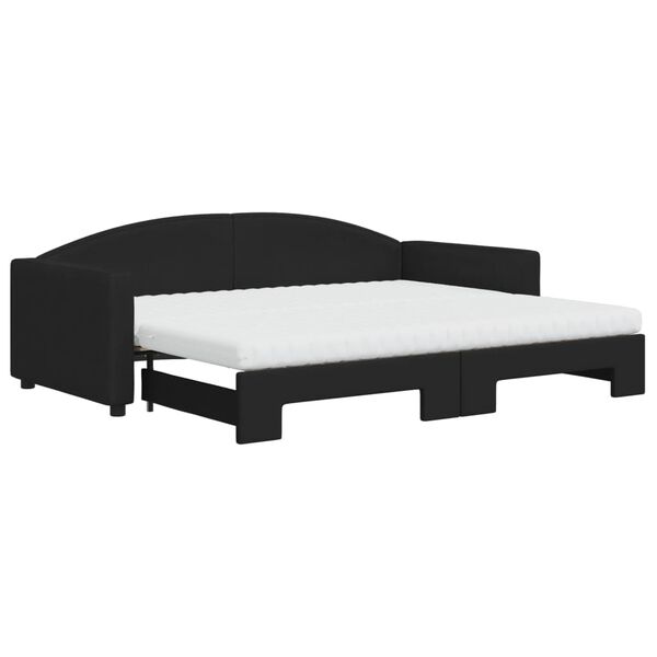 vidaXL Divano Letto Estraibile con Materassi Nero 90x200 cm in Tessuto