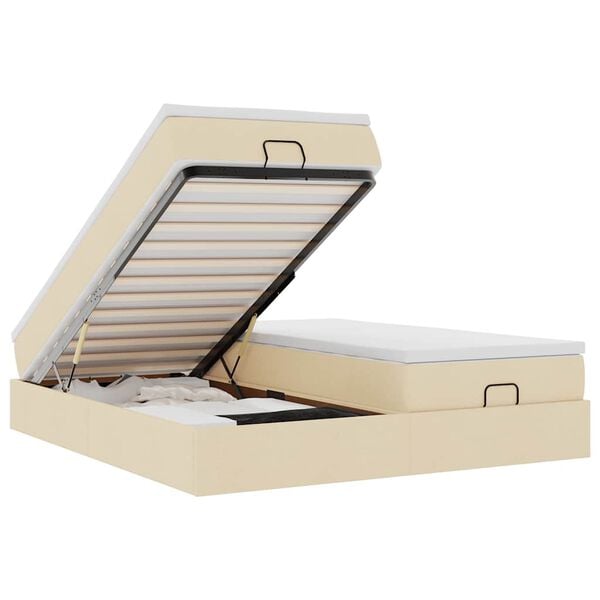 vidaXL Struttura Letto Pouf con Materassi Crema 180x200 cm in Tessuto