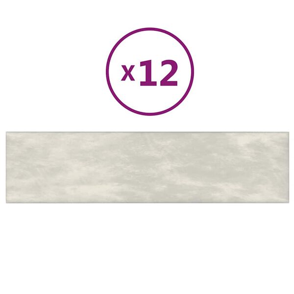 vidaXL Pannelli Murali 12 pz Crema 60x15 cm Velluto 1,08 m²