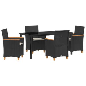 vidaXL Set da Pranzo per Giardino 5 pcs Nero polyrattan