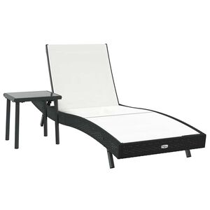vidaXL Lettino da sole 2 pcs Nero e Bianco polyrattan