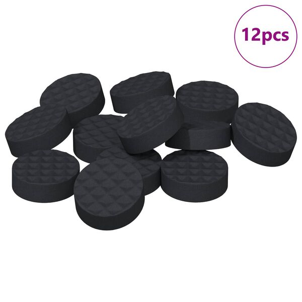 vidaXL Pannelli per Piedi di Mobili 12 pcs Nero &Oslash; 14 x 4 mm EVA