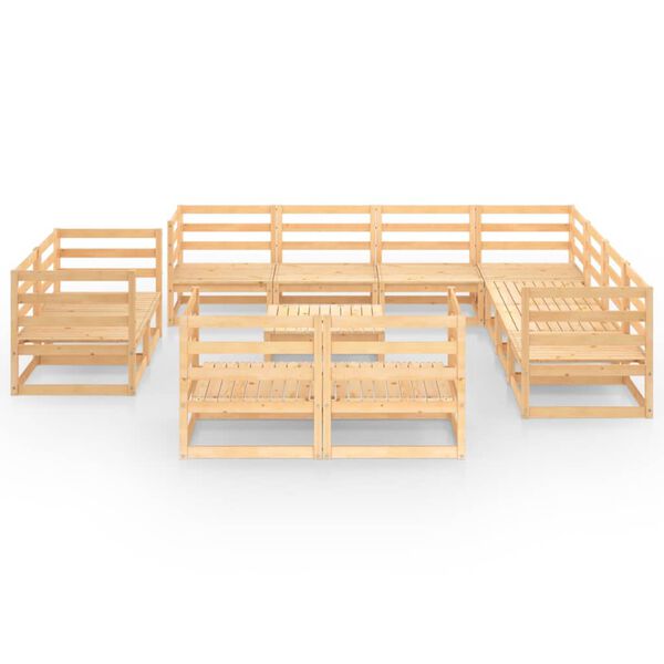 vidaXL Set Divani da Giardino 12 pz in Legno Massello di Pino