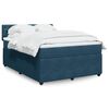 vidaXL Giroletto a Molle con Materasso Blu 160x200 cm in Velluto