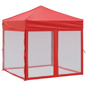 vidaXL Tenda per Feste Pieghevole con Pareti Laterali Rosso 2x2 m