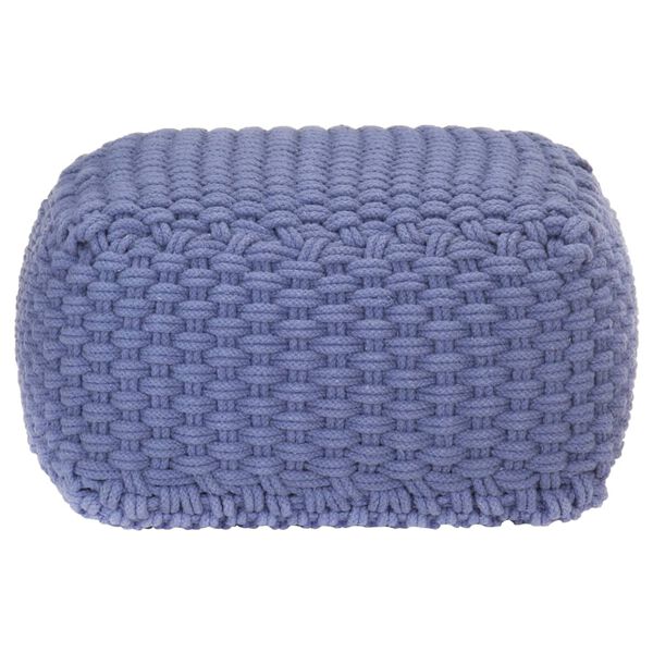 vidaXL Pouf Intrecciato a Mano Blu 50x50x30 cm in Cotone