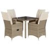 vidaXL Set da Pranzo da Giardino 5 pz con Cuscini Beige in Polyrattan