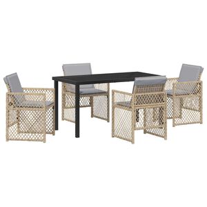 vidaXL Set da Pranzo per Giardino 5 pcs Beige polyrattan