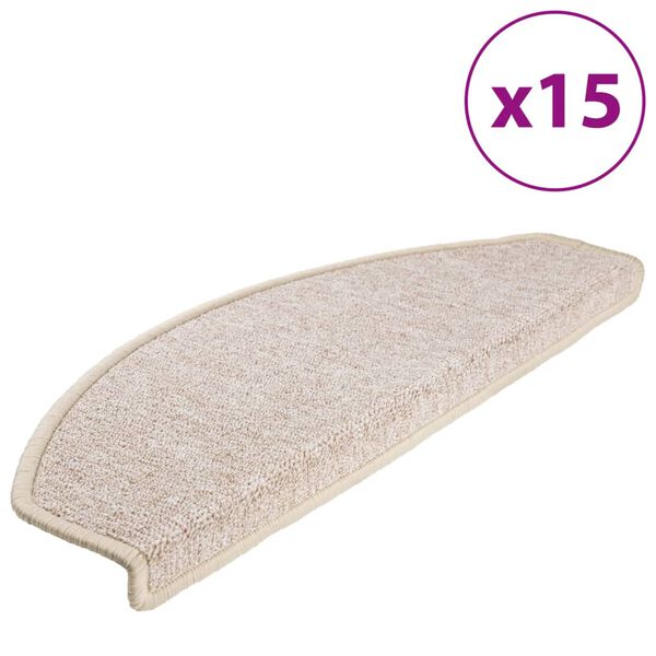 vidaXL Tappetini per scale 15 pz 65x24x4 cm tortora semicircolari grandi