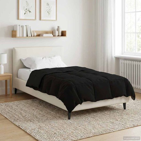 vidaXL Duvet Invernale Trapuntato Nero 135 x 220 cm Microfibra