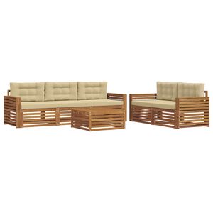 vidaXL Set di divani da esterno con cuscino 6 pcs Naturale e Beige