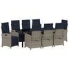 vidaXL Set da Pranzo per Giardino con cuscino 9 pcs Grigio polyrattan