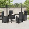 vidaXL Set da Pranzo per Giardino con cuscino 5 pcs Nero polyrattan