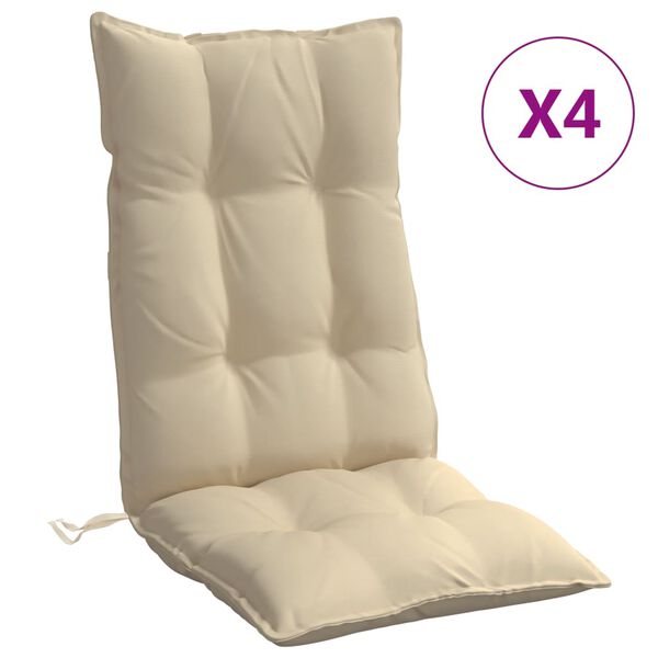 vidaXL Cuscini per Sedia con Schienale Alto 4 pz Beige Tessuto Oxford