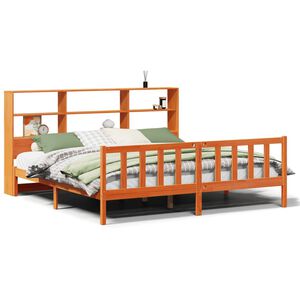 vidaXL Letto Libreria senza Materasso Marrone Cera 200x200 cm in Pino