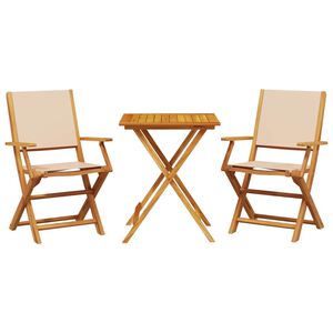 vidaXL Set da Bistrot 3pz Beige in Tessuto e Legno Massello
