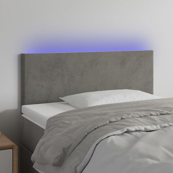 vidaXL Testiera a LED Grigio Chiaro 80x5x78/88 cm in Velluto