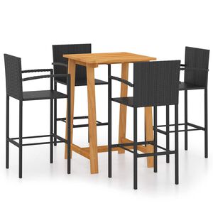 vidaXL Set Bar da Giardino 5 pz Nero