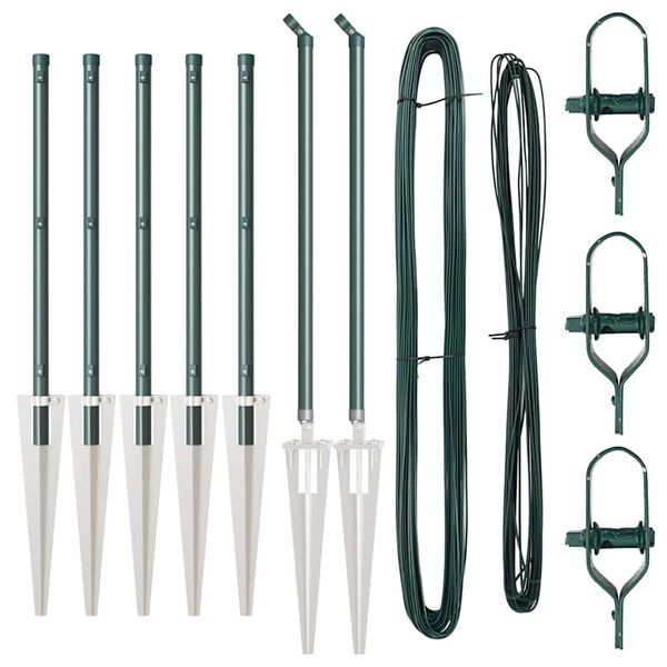 vidaXL Palo della recinzione 7 pcs Verde Acciaio