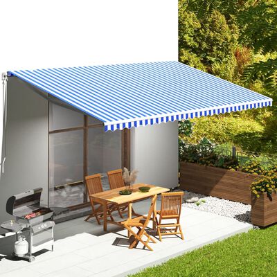vidaXL Tessuto di Ricambio per Tenda da Sole Blu e Bianco 6x3,5 m