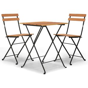 vidaXL Set Bistr&ograve; Pieghevole 3 pz in Legno Massello di Teak e Acciaio