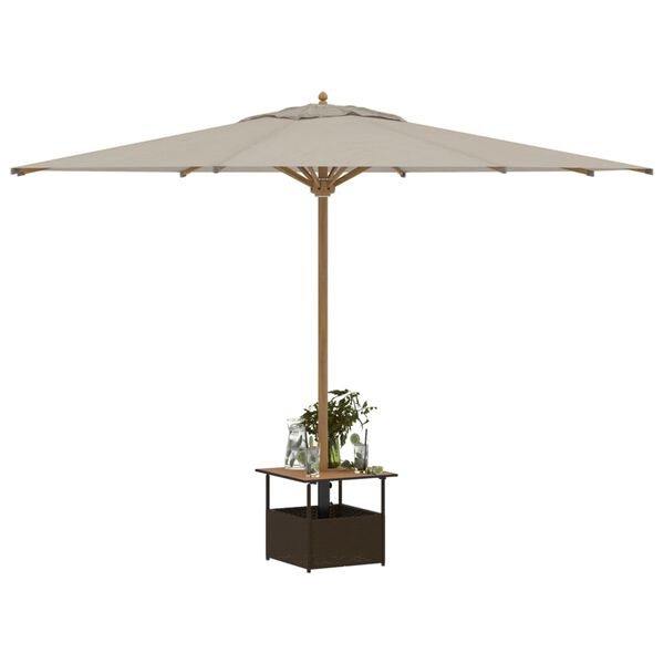 vidaXL Tavolo Giardino Foro Ombrellone Marrone 55x55x46,5cm Polyrattan