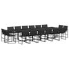 vidaXL Set da Pranzo da Giardino 17 pz con Cuscini Nero in Textilene