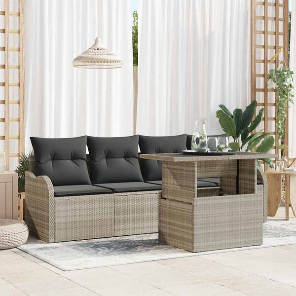 vidaXL Set Divano da Giardino con cuscino 5 pcs Grigio chiaro
