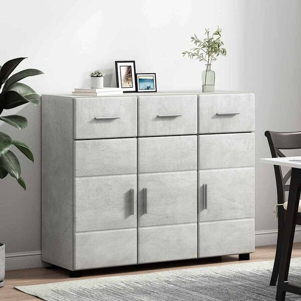 vidaXL Credenza con porta FLORIN Grigio cemento 88,5 x 30,5 x 73 cm