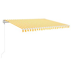 vidaXL Tenda Automatica Sensore Vento e LED 400x350 cm Gialla Bianca