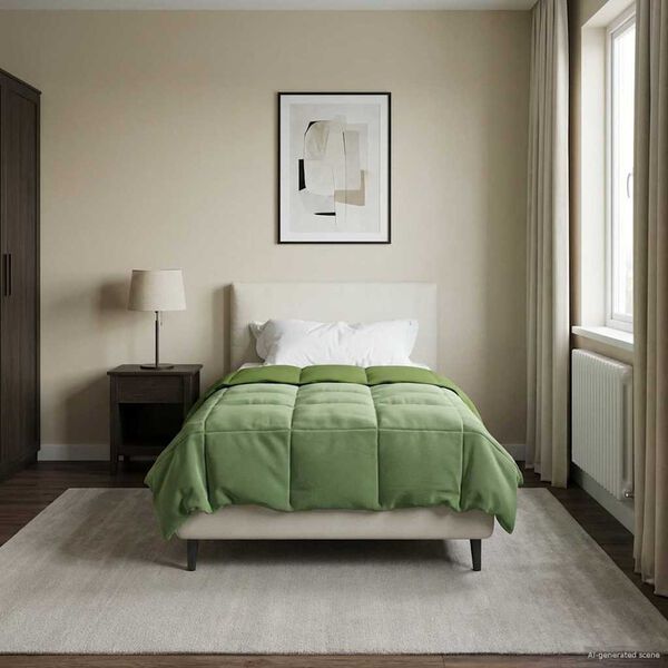 vidaXL Duvet Estivo Trapuntato Verde 135 x 220 cm Microfibra