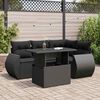 vidaXL Set Divani da Giardino 5 pz con Cuscini in Polyrattan Nero
