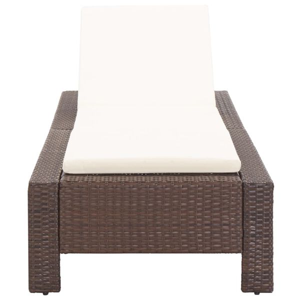 vidaXL Lettino Prendisole con Cuscino Marrone in Polyrattan