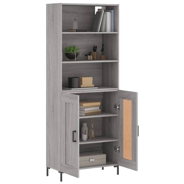 vidaXL Credenza Grigio Sonoma 69,5x34x180 cm in Legno Multistrato