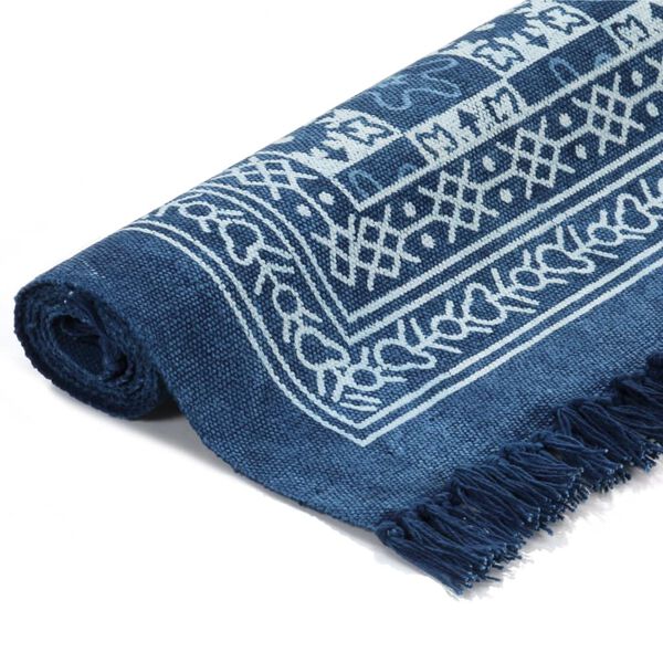 vidaXL Tappeto Kilim in Cotone 160x230 cm con Motivi Blu