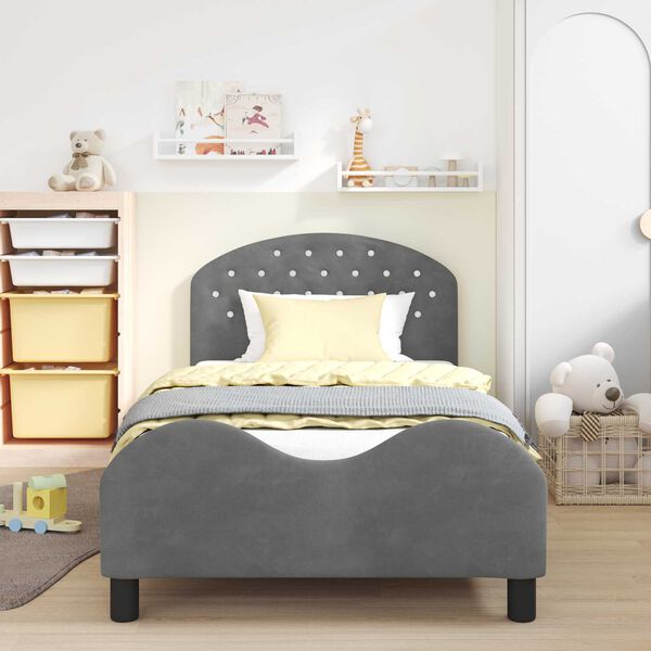 vidaXL Struttura letto bambini con testata Grigio scuro 90 x 200 cm