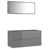 vidaXL Set Mobili da Bagno 2 pz Grigio Lucido in Legno Multistrato