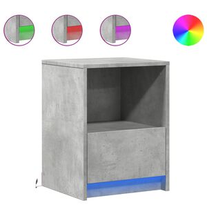 vidaXL Comodino con Luci LED Grigio Cemento in Legno Multistrato
