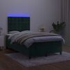 vidaXL Letto a Molle con Materasso e LED Verde Scuro 120x200cm Velluto