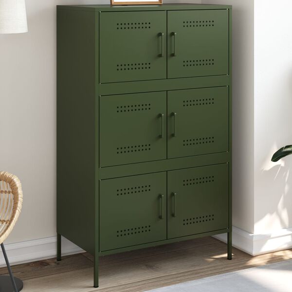 vidaXL Credenza Verde Oliva 68x39x113 cm in Acciaio