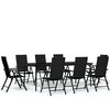 vidaXL Set da Pranzo per Giardino 9 pz con Cuscini Nero